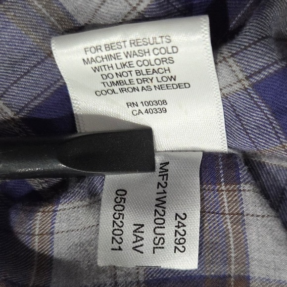 Peter Millar Mens Large Blue Tan Gray Plaid Button Up Shirt Long Sleeve Casual - Picture 9 of 9